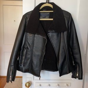 French Connection - Sherpa lined leather structured jacket - never worn